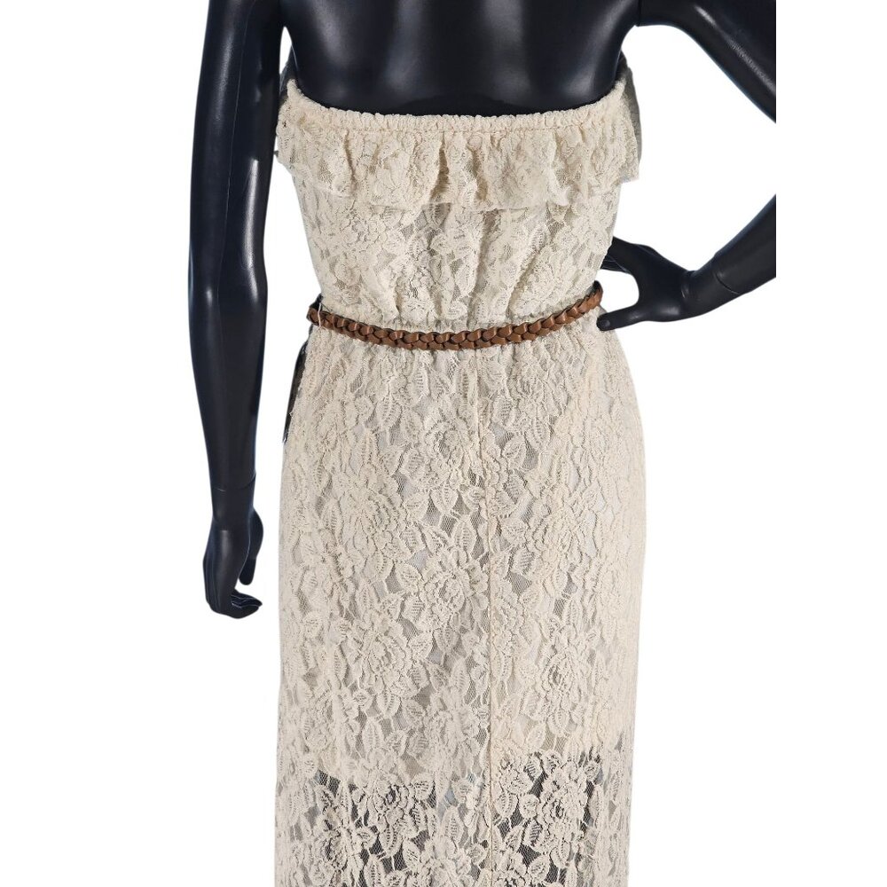 Strapless Lace Maxi Dress W/Leather Belt - Studio Y - Picture 5 of 8